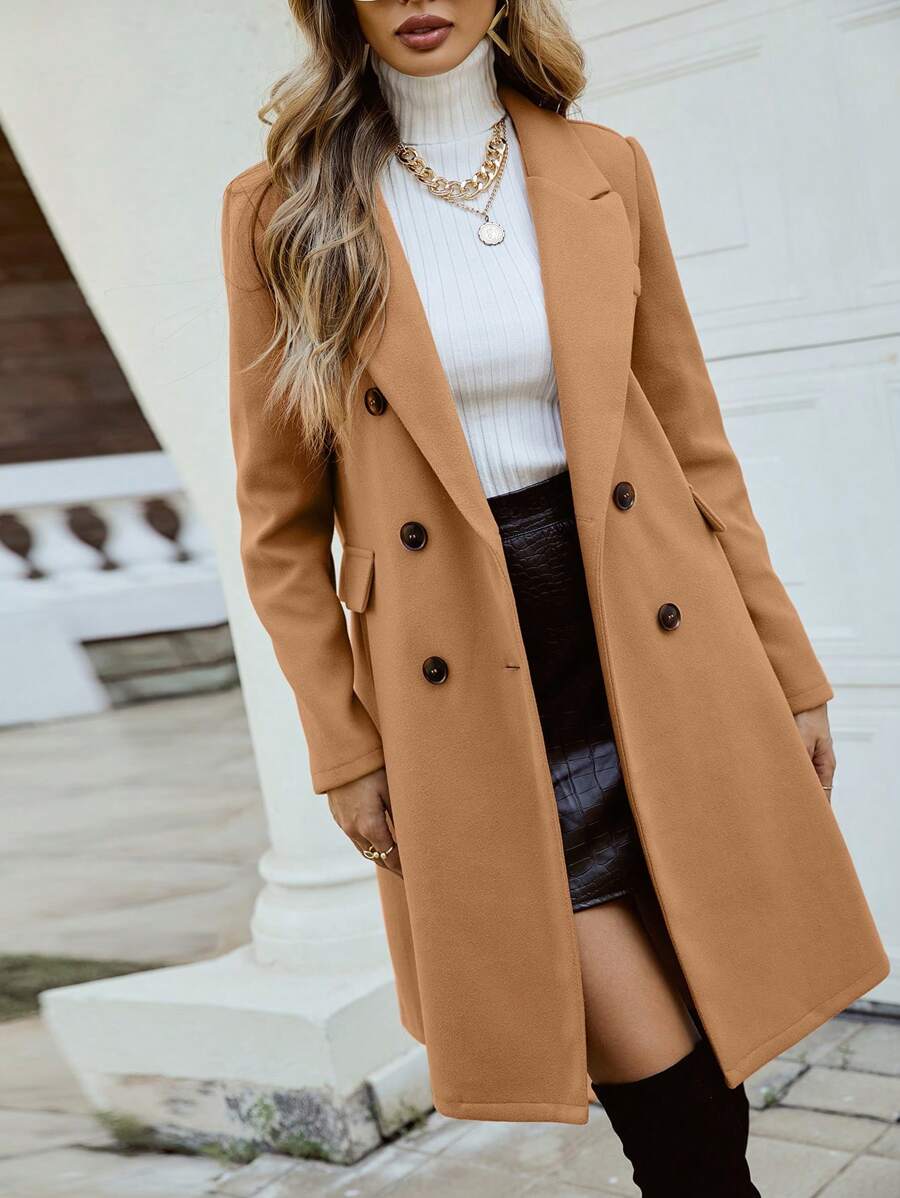 Stylowy Elegancki Damski Dwurzędowy Płaszcz oversize