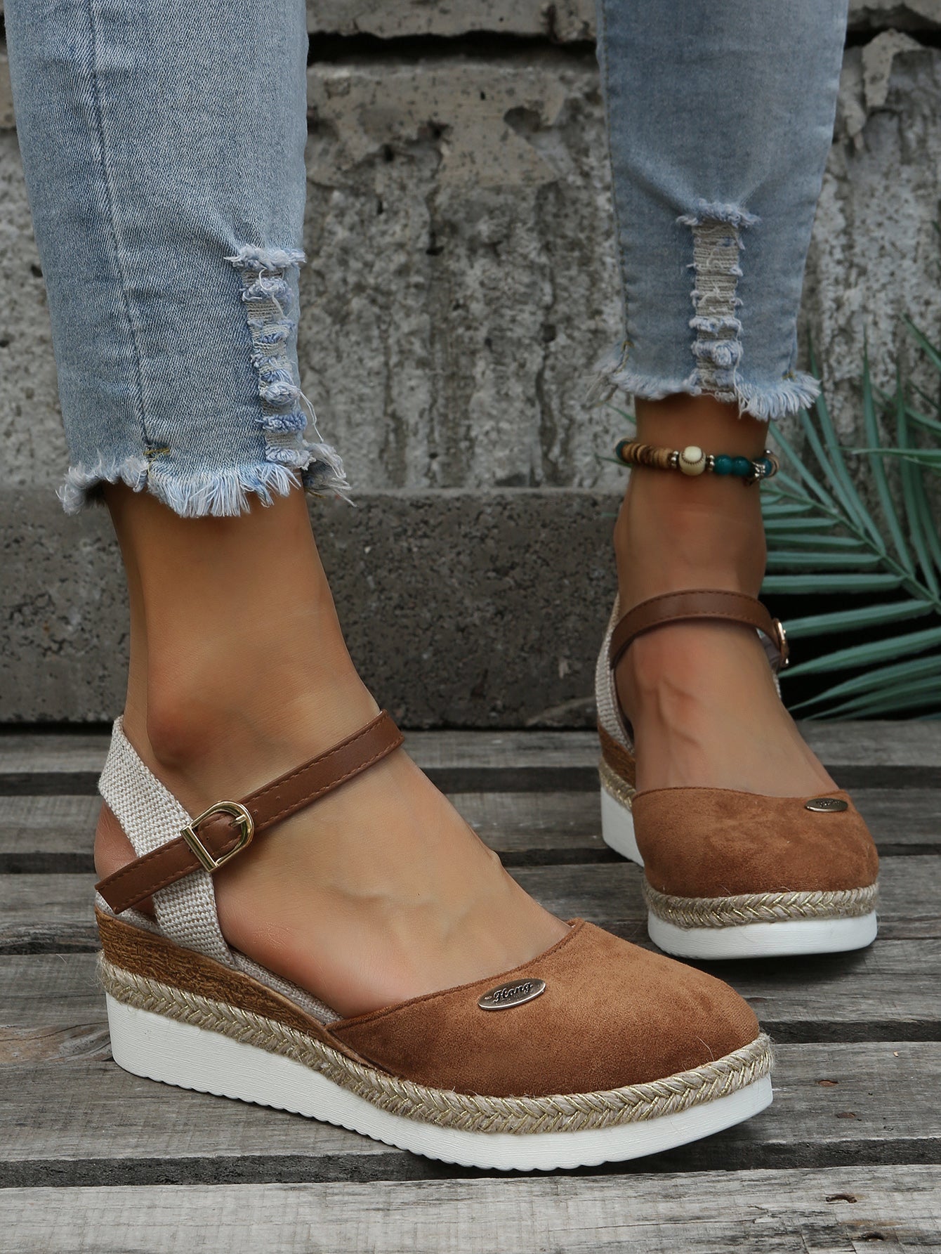 Stylowe Komfortowe Damskie Espadryle na koturnie