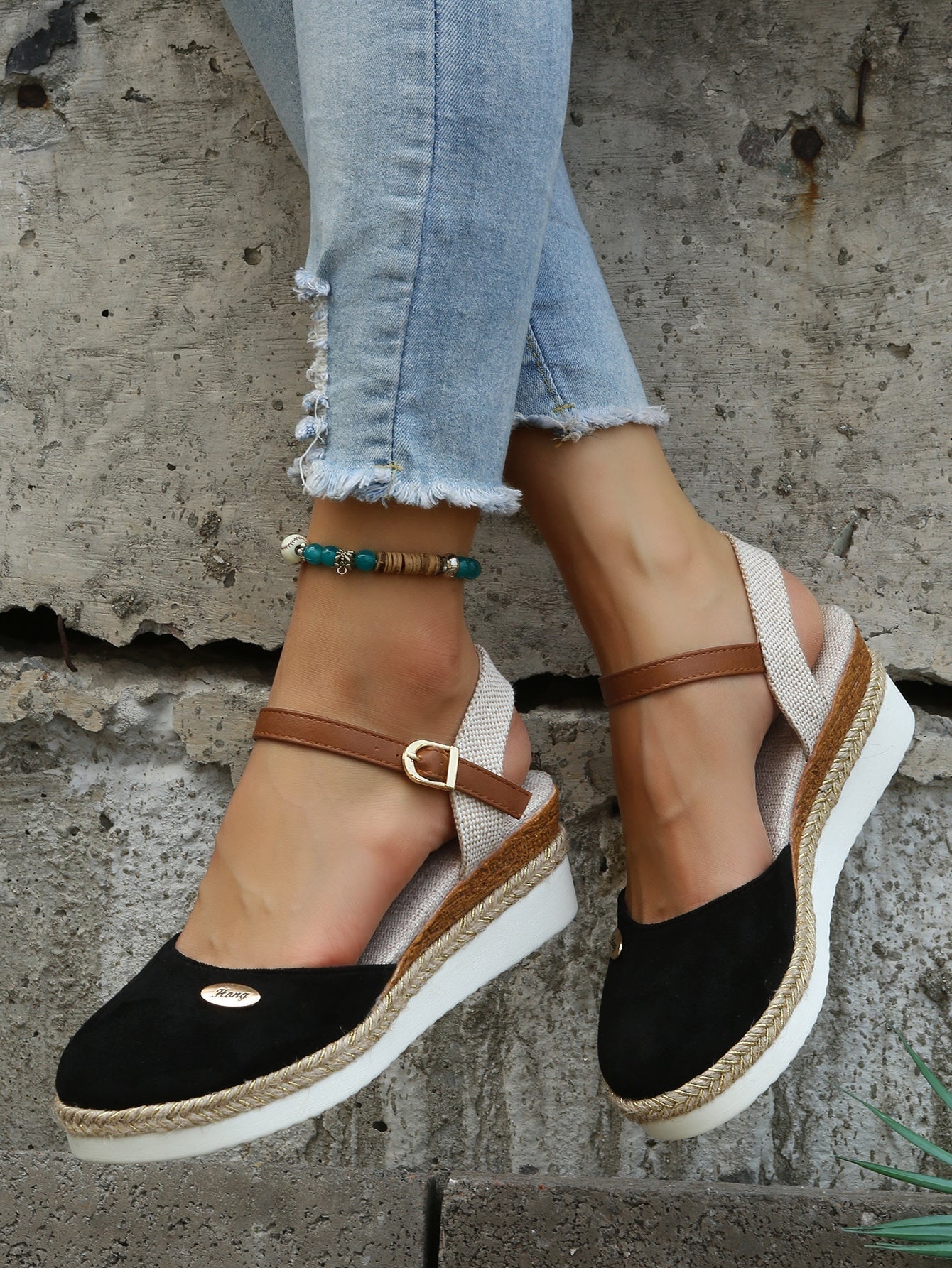 Stylowe Komfortowe Damskie Espadryle na koturnie
